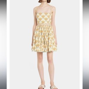 NWT - Agua Bendita Lima Floral-Print Fit-&-Flare Mini Dress